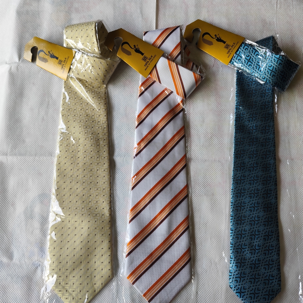 Lot of 3 Men's Ties 100% Silk Handmade NIP